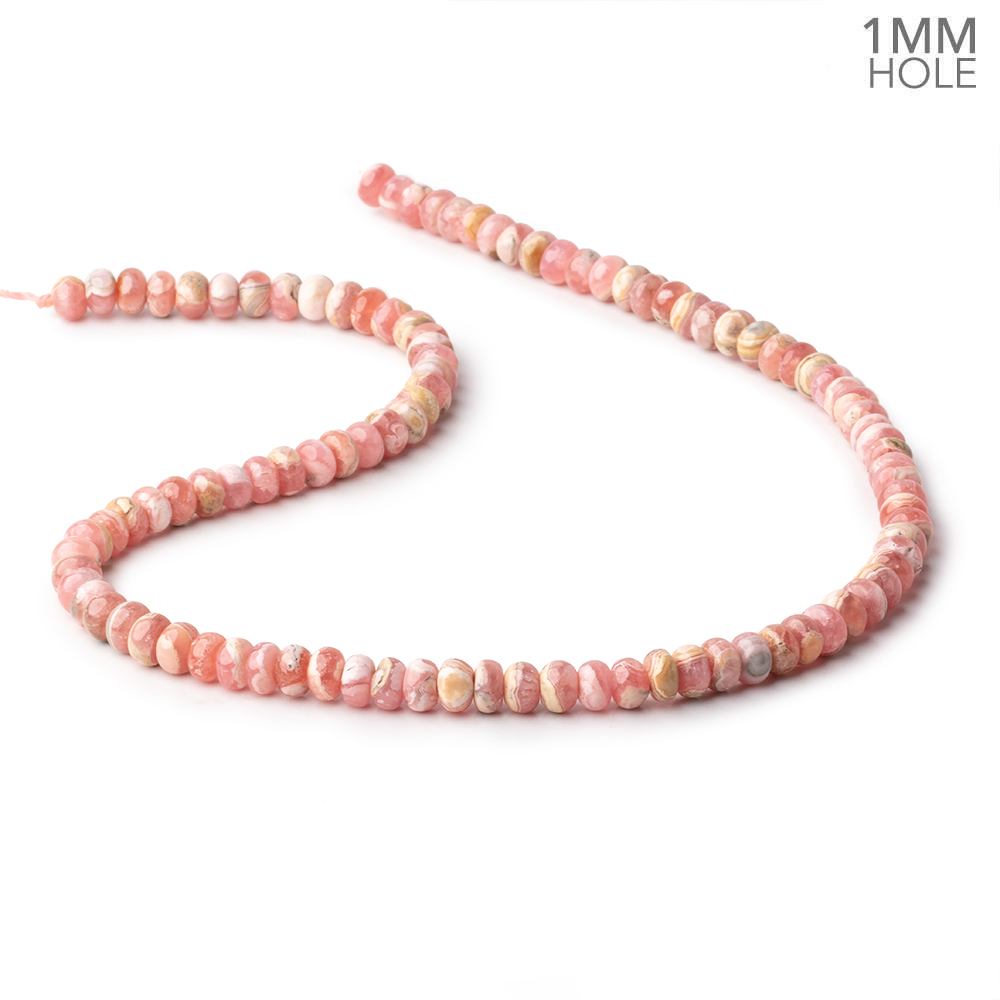 6mm Rhodochrosite Plain Rondelle Beads 16 inch 100 pieces 1mm hole - Beadsofcambay.com