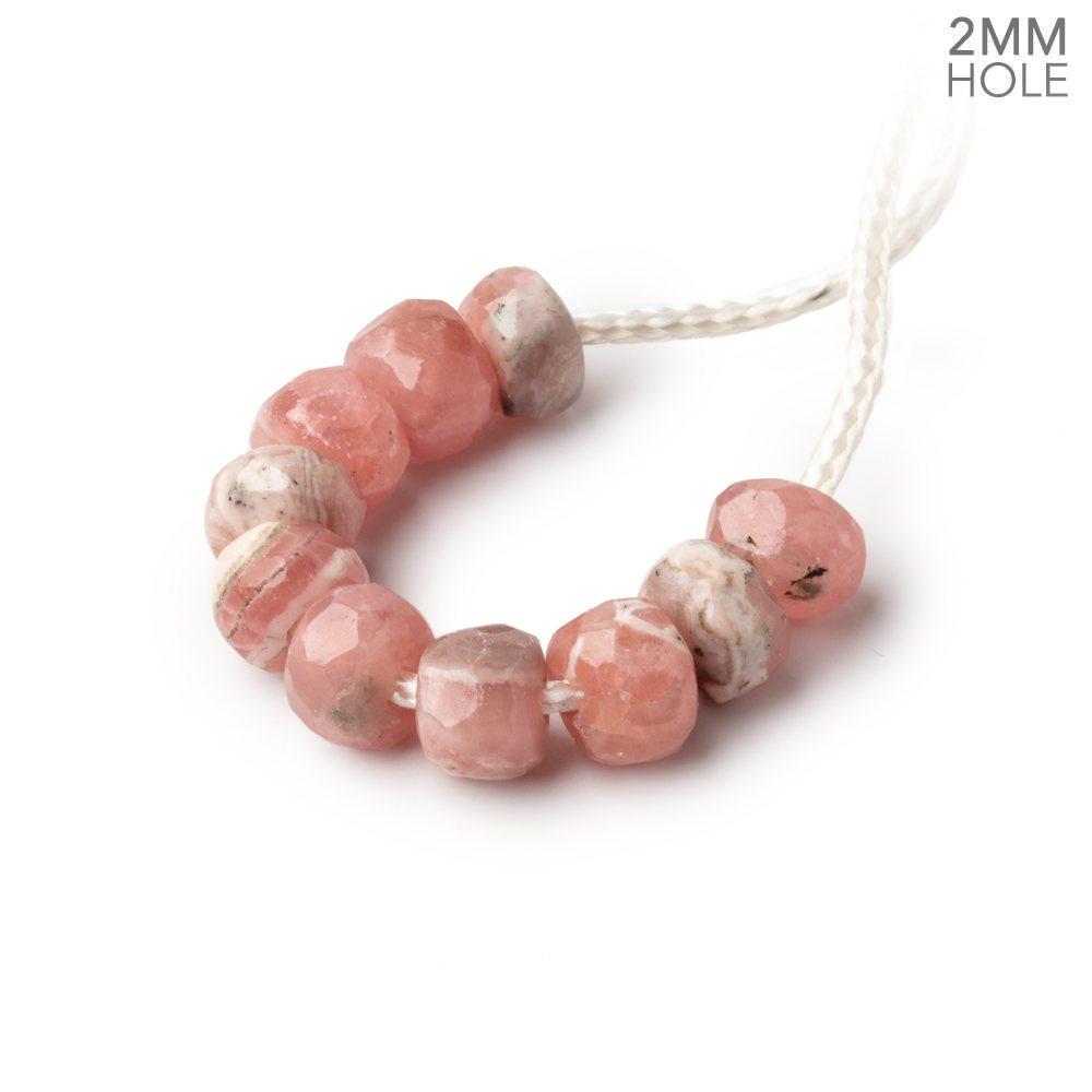 6mm Rhodochrosite 2mm Large Hole Faceted Rondelle Bead Set of 10 - Beadsofcambay.com
