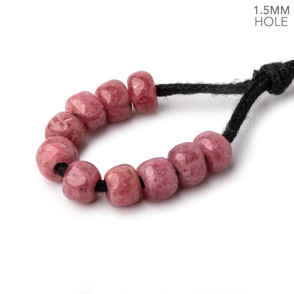 6mm Rhodonite 1.5mm Large Hole Plain Rondelle Set of 10 - Beadsofcambay.com