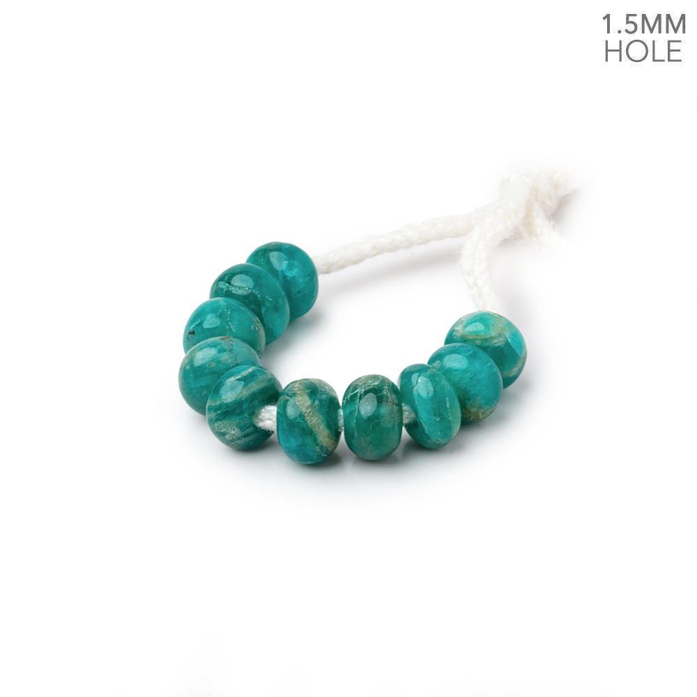 6mm Russian Amazonite 1.5mm Large Hole Plain Rondelle Set of 10 - Beadsofcambay.com