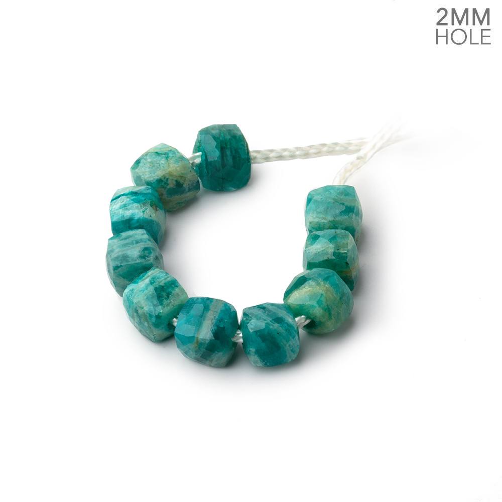 6mm Russian Amazonite 2mm Large Hole Faceted Cube Beads Set of 10 - Beadsofcambay.com