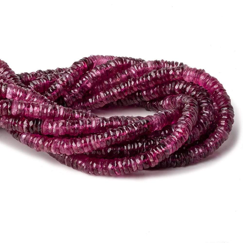 6mm Shaded Rubelite Tourmaline faceted heshi 13.5 inch AAA - Beadsofcambay.com
