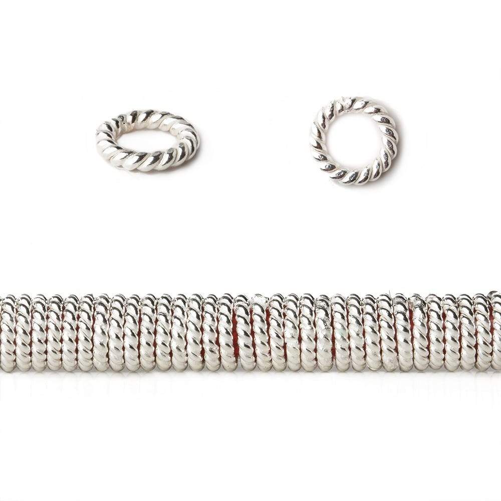 6mm Sterling Silver Plated Copper Twisted Jumpring 8 inch 174 beads - Beadsofcambay.com