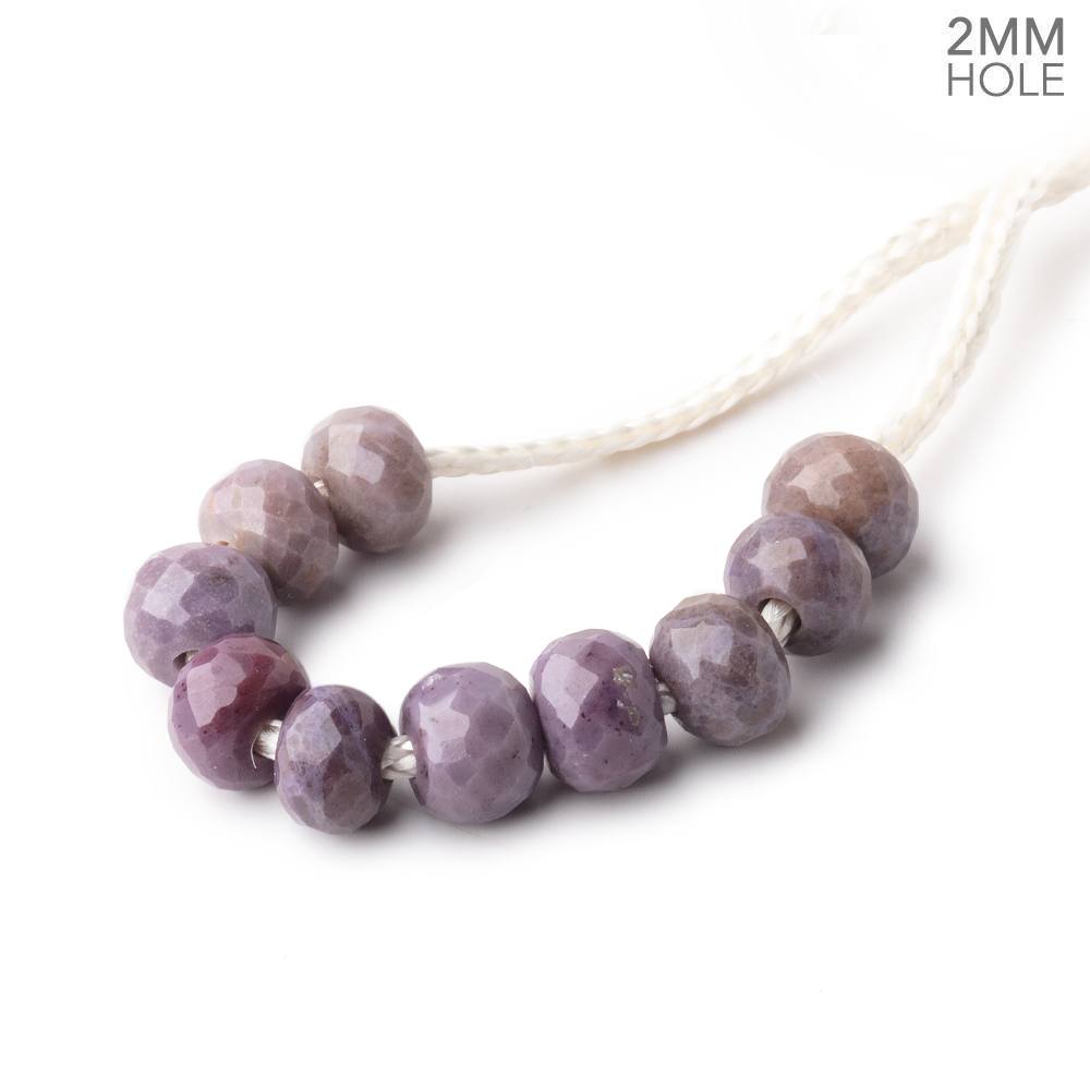 6mm Turkish Purple Jade 2mm Large Hole Faceted Rondelles Set of 10 Beads - Beadsofcambay.com