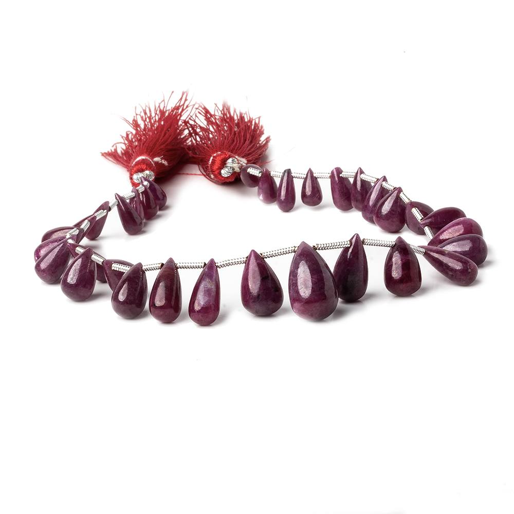 6x4-14x8mm Ruby Plain Tear Drops 8 inch 30 beads A - Beadsofcambay.com