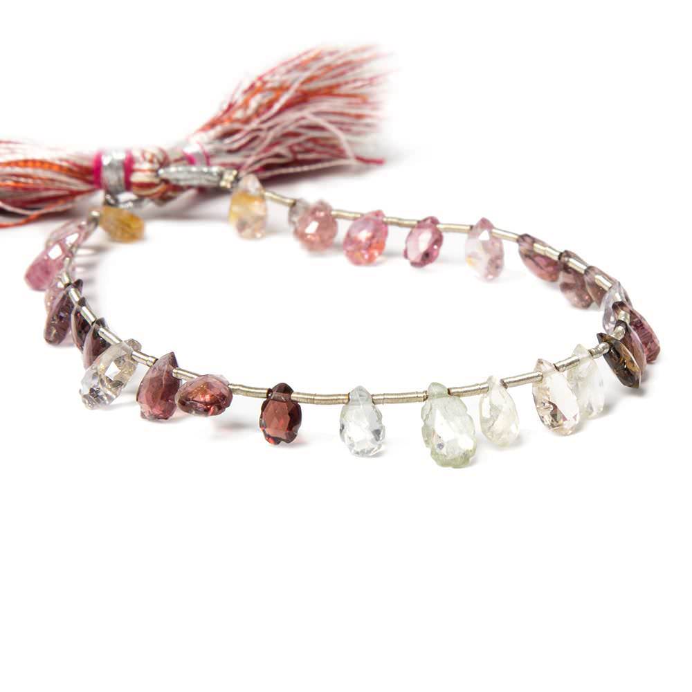 6x4-7x5mm MultiColor Spinel Scalloped Edge Pear Beads 7.5 inch 30 pieces - Beadsofcambay.com