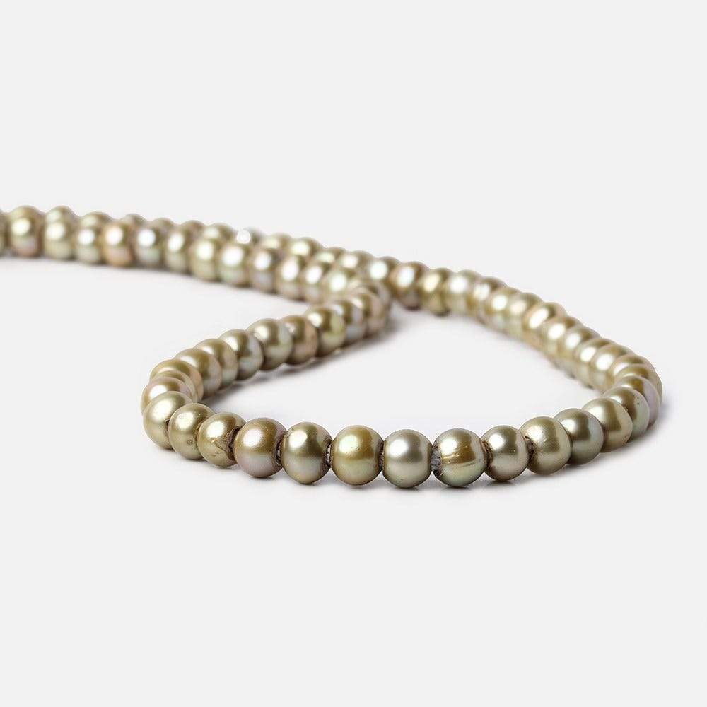 6x4-7x5mm Sage Green 2.5mm Large Hole Off Round Pearl 15 inch 78 pieces - Beadsofcambay.com