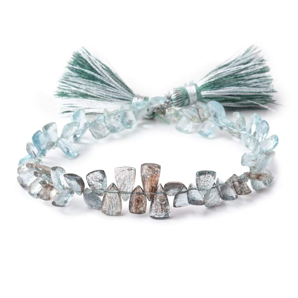 6x4-8x5mm Moss Aquamarine Top Drilled Faceted Points 7 inch 66 Beads - Beadsofcambay.com