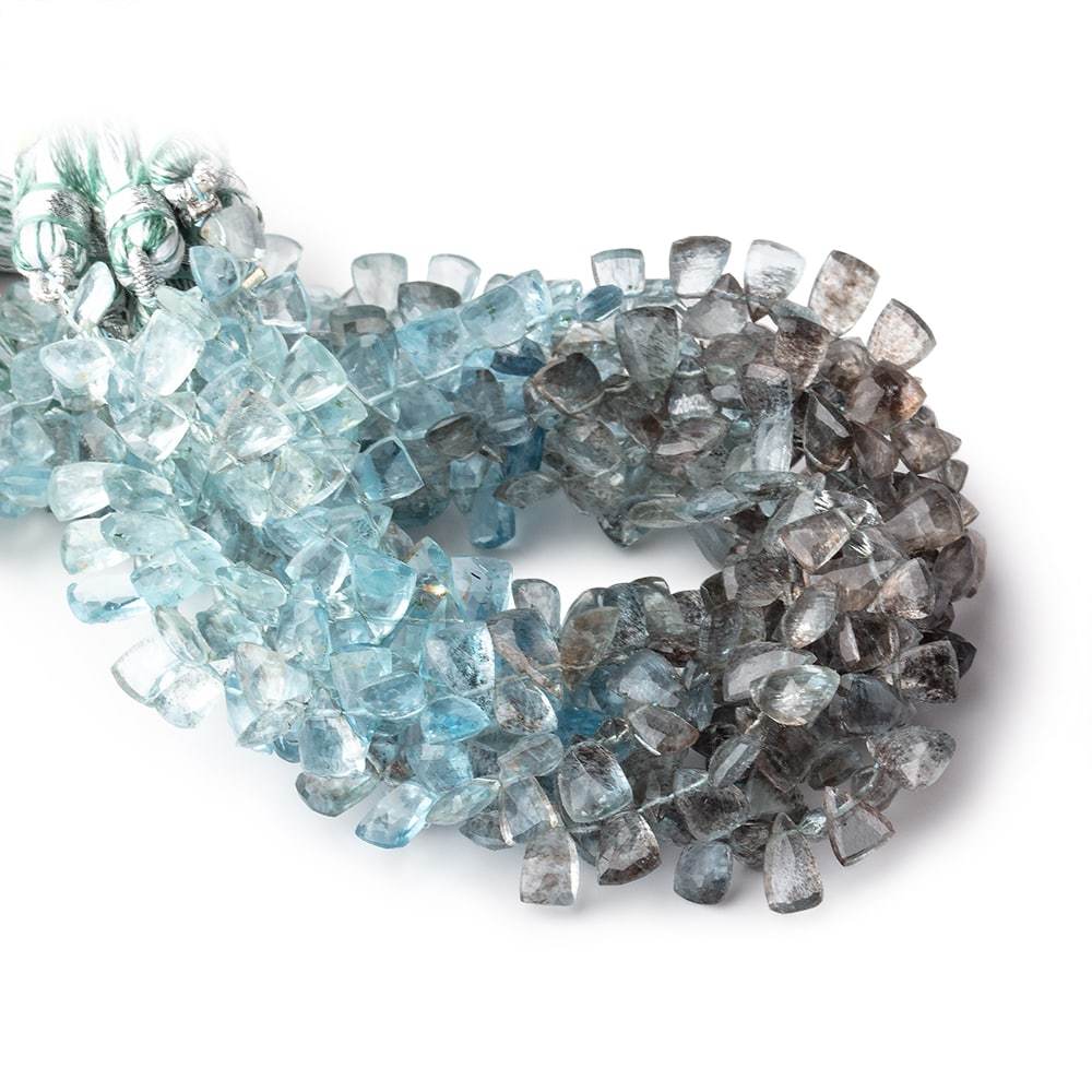 6x4-8x5mm Moss Aquamarine Top Drilled Faceted Points 7 inch 66 Beads - Beadsofcambay.com