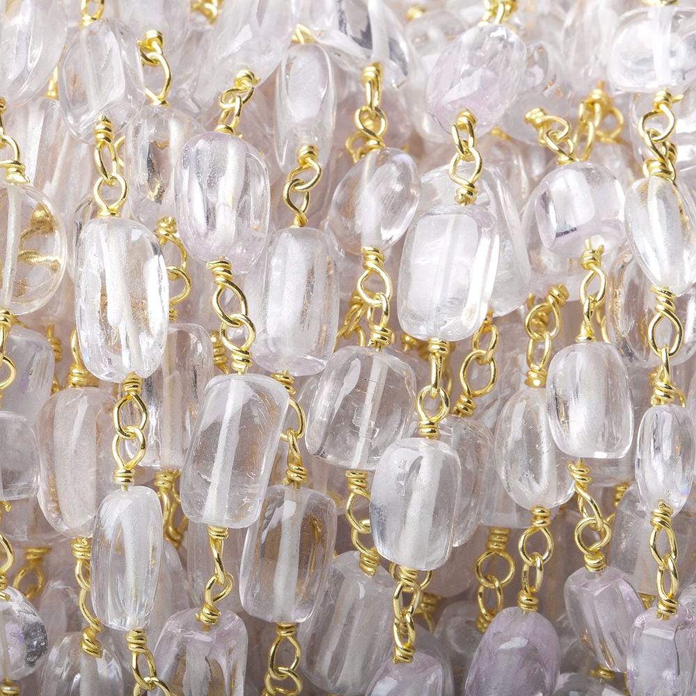 6x4-9x7mm Kunzite plain nugget Vermeil Chain by the foot - Beadsofcambay.com