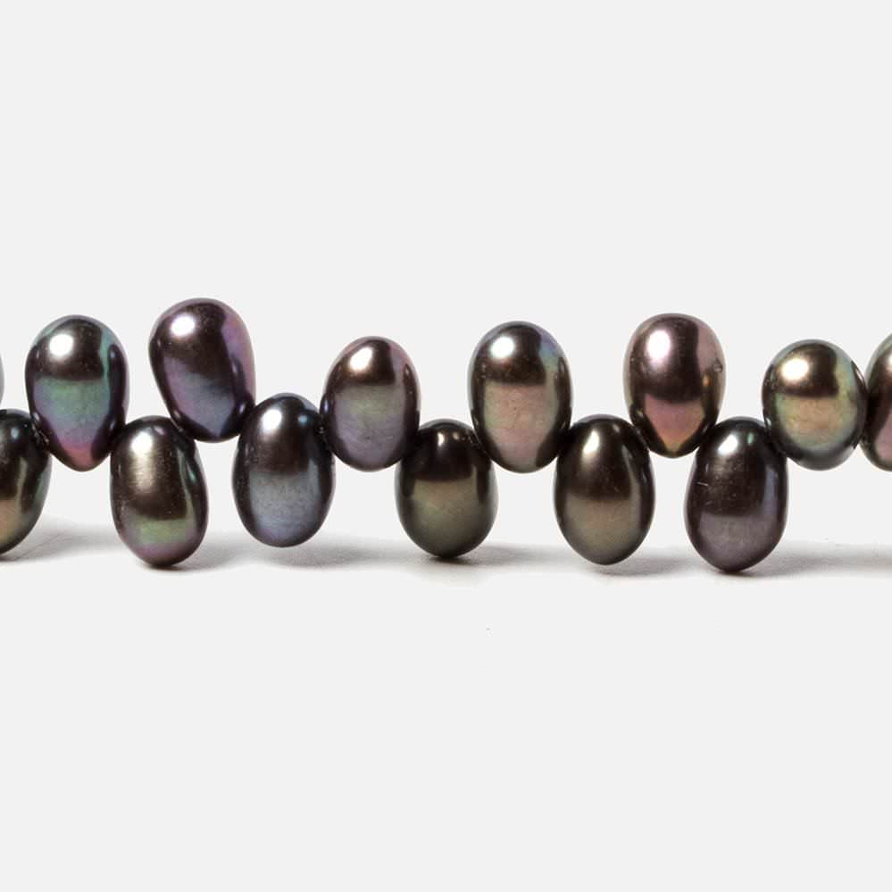 6x4.5-7x5mm Green Peacock Top Drill Oval Freshwater Pearls 16 inch 90 pieces - Beadsofcambay.com