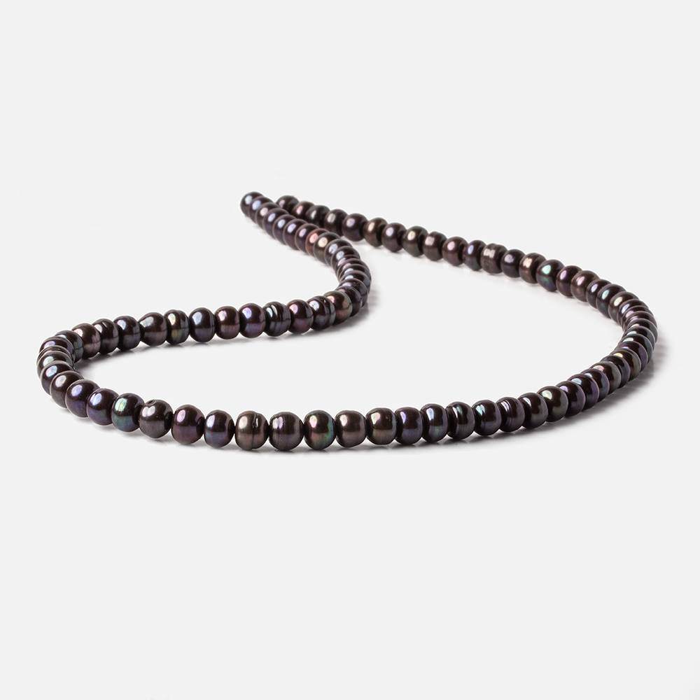 6x4mm Black Peacock Button Freshwater Pearls 15.5 inch 88 pieces - Beadsofcambay.com