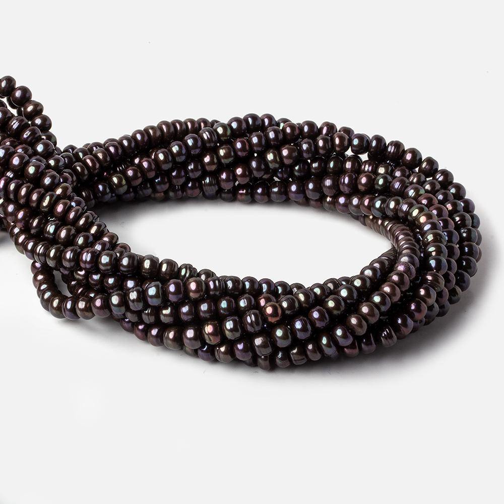 6x4mm Black Peacock Button Freshwater Pearls 15.5 inch 88 pieces - Beadsofcambay.com