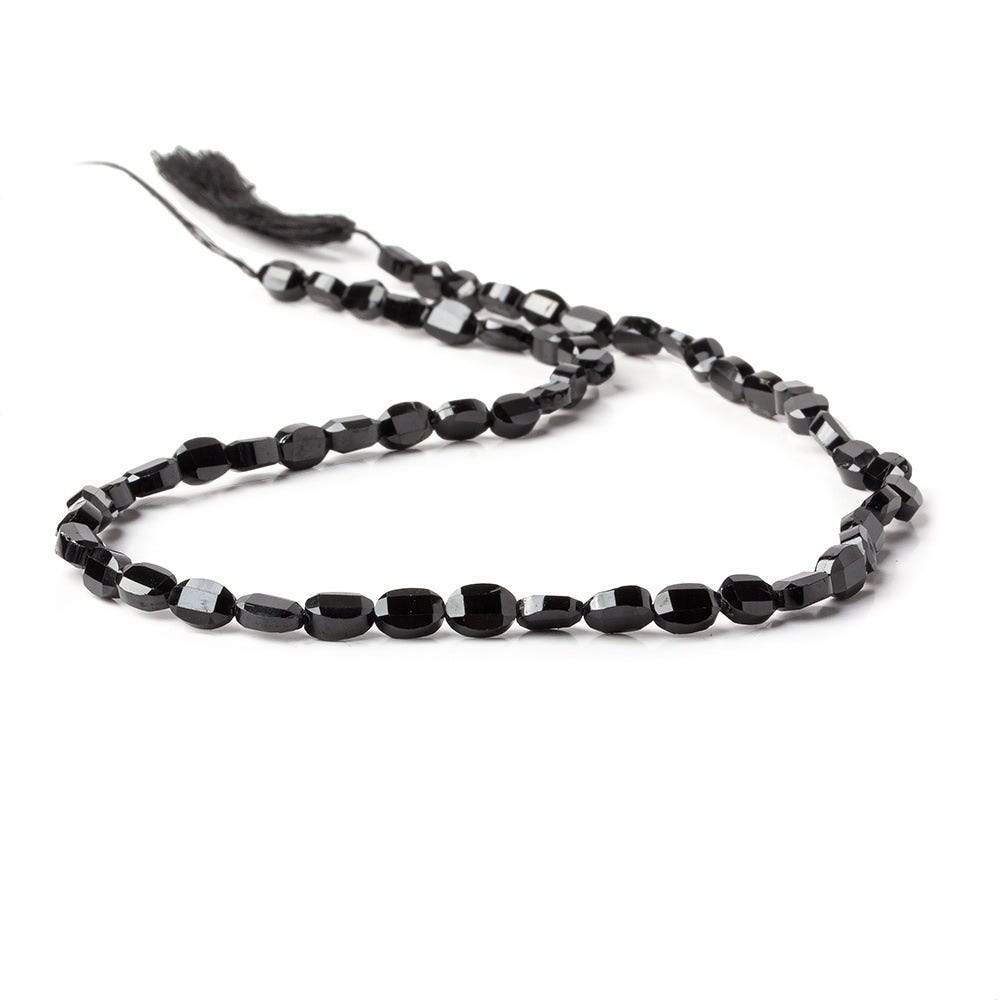 6x4mm Black Spinel Straight Drill Faceted Oval Beads 13.5 inch 52 pieces - Beadsofcambay.com