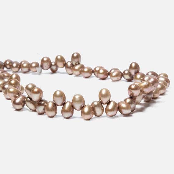 6x4mm Coffee Top Drilled Oval Freshwater Pearls 16 inch 78 pcs - Beadsofcambay.com