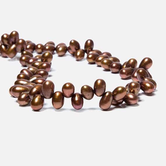 6x4mm Copper Top Drilled Oval Freshwater Pearls 16 inch 78 pcs - Beadsofcambay.com
