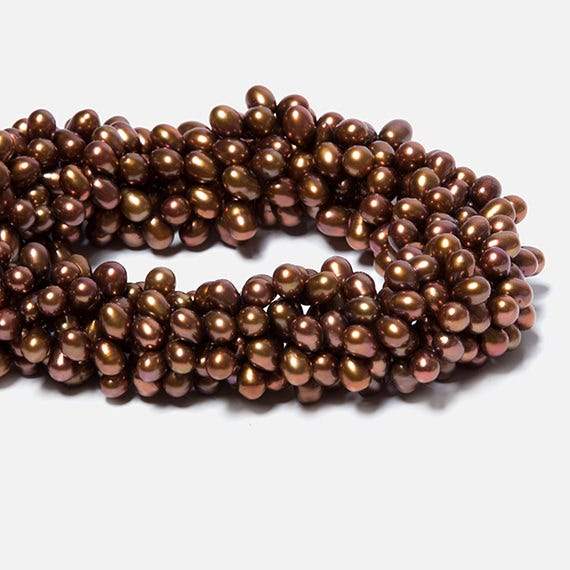 6x4mm Copper Top Drilled Oval Freshwater Pearls 16 inch 78 pcs - Beadsofcambay.com