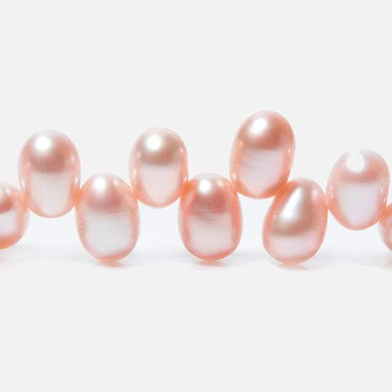 6x4mm Peach Top Drilled Oval Freshwater Pearls 16 inch 78 pcs - Beadsofcambay.com