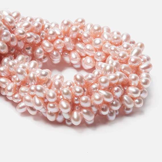 6x4mm Peach Top Drilled Oval Freshwater Pearls 16 inch 78 pcs - Beadsofcambay.com