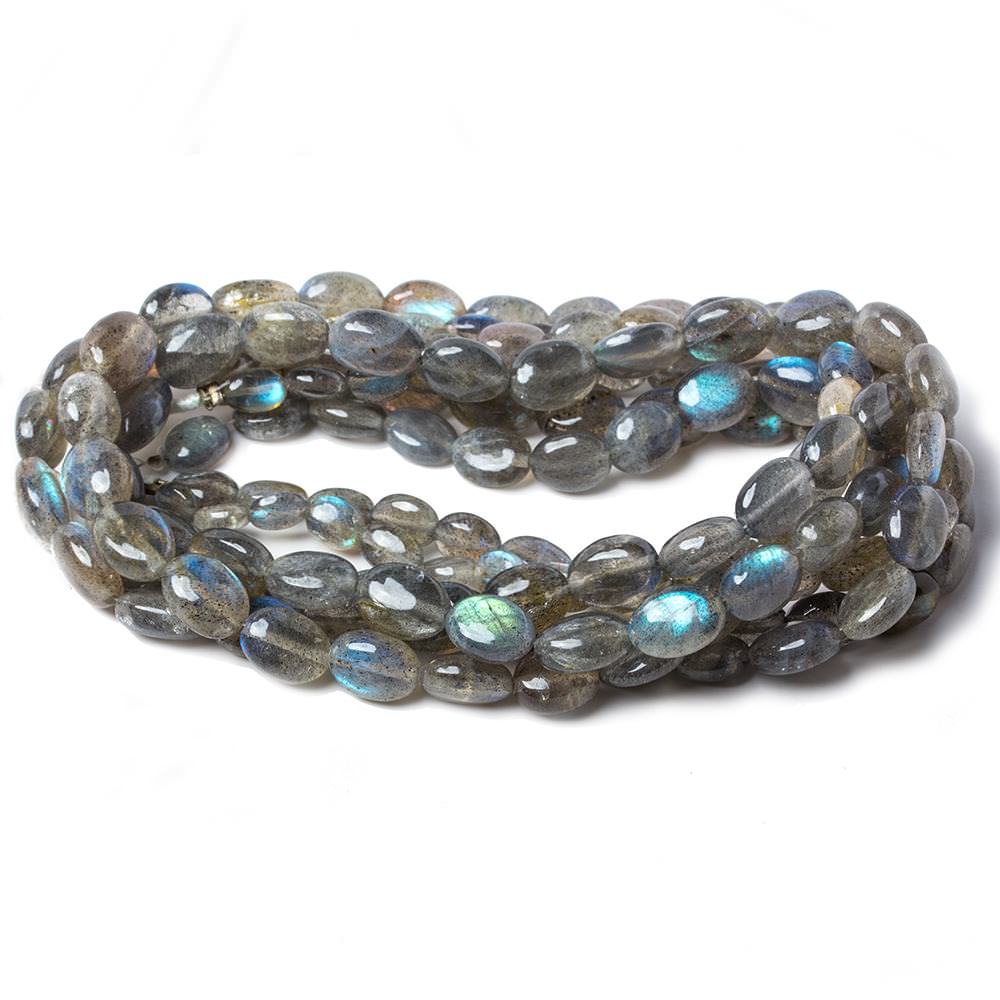 6x5-10.5x9mm Labradorite Straight Drill Plain Oval Beads 16 inch 45 pieces - Beadsofcambay.com