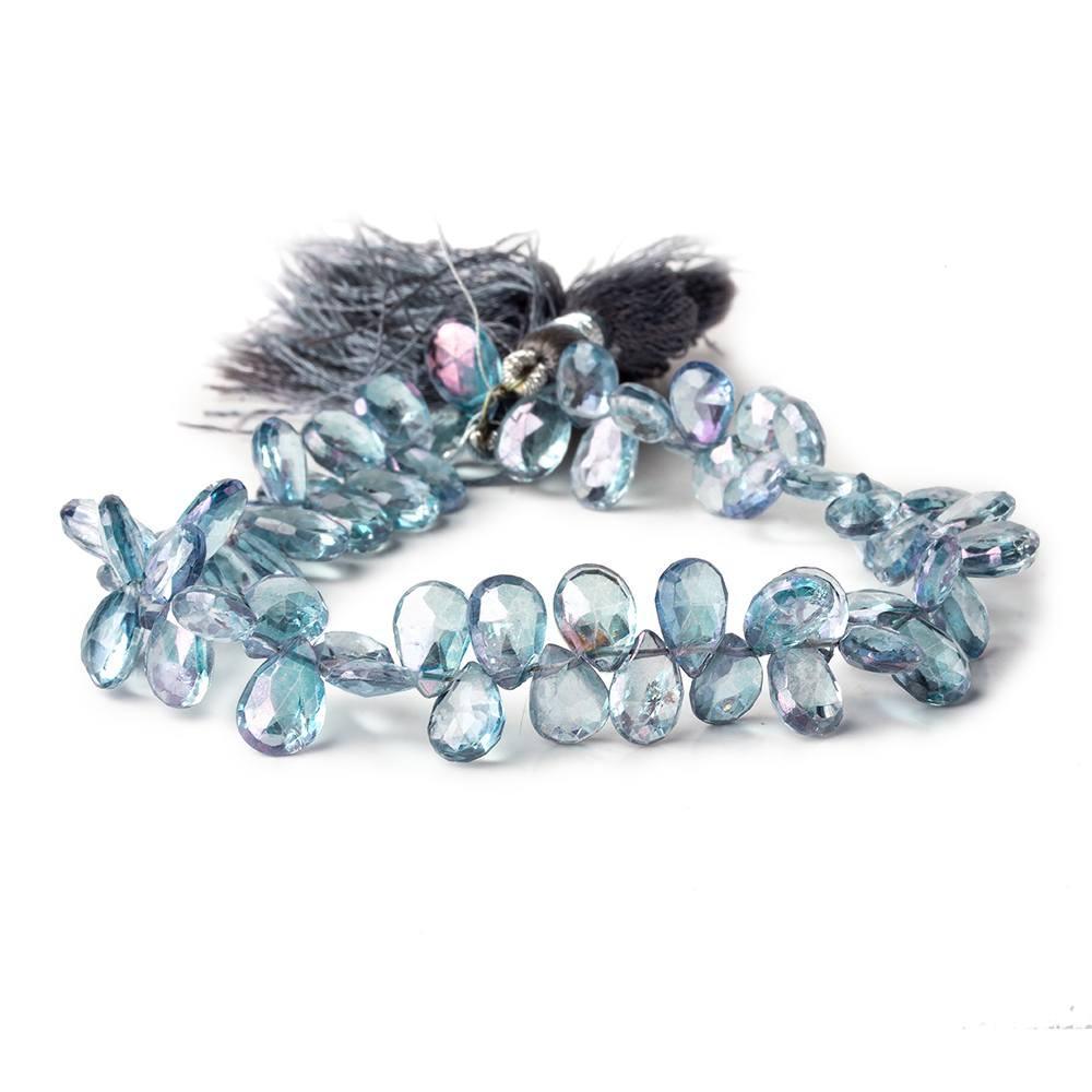 6x5-10x6mm Mystic Blue Topaz faceted pear beads 8 inch 63 pieces - Beadsofcambay.com