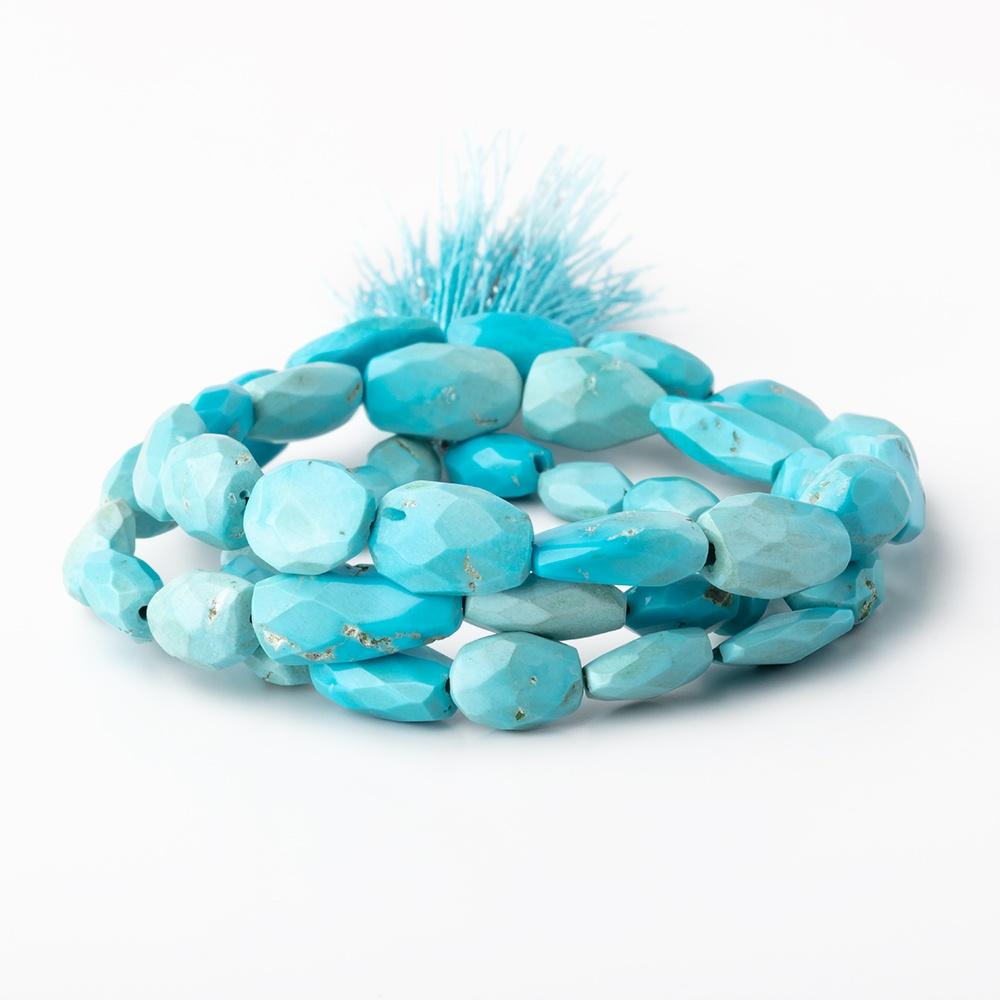 6x5-10x7mm Sleeping Beauty Turquoise Faceted Nugget Beads 15 inch 42 pieces - Beadsofcambay.com