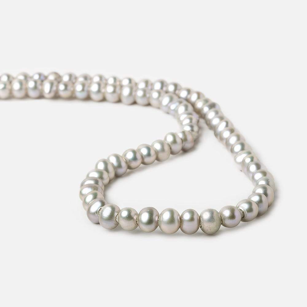 6x5-6.5x6mm Rose' Silver Off Round 2.5mm Large Hole Freshwater Pearl 75 pieces - Beadsofcambay.com