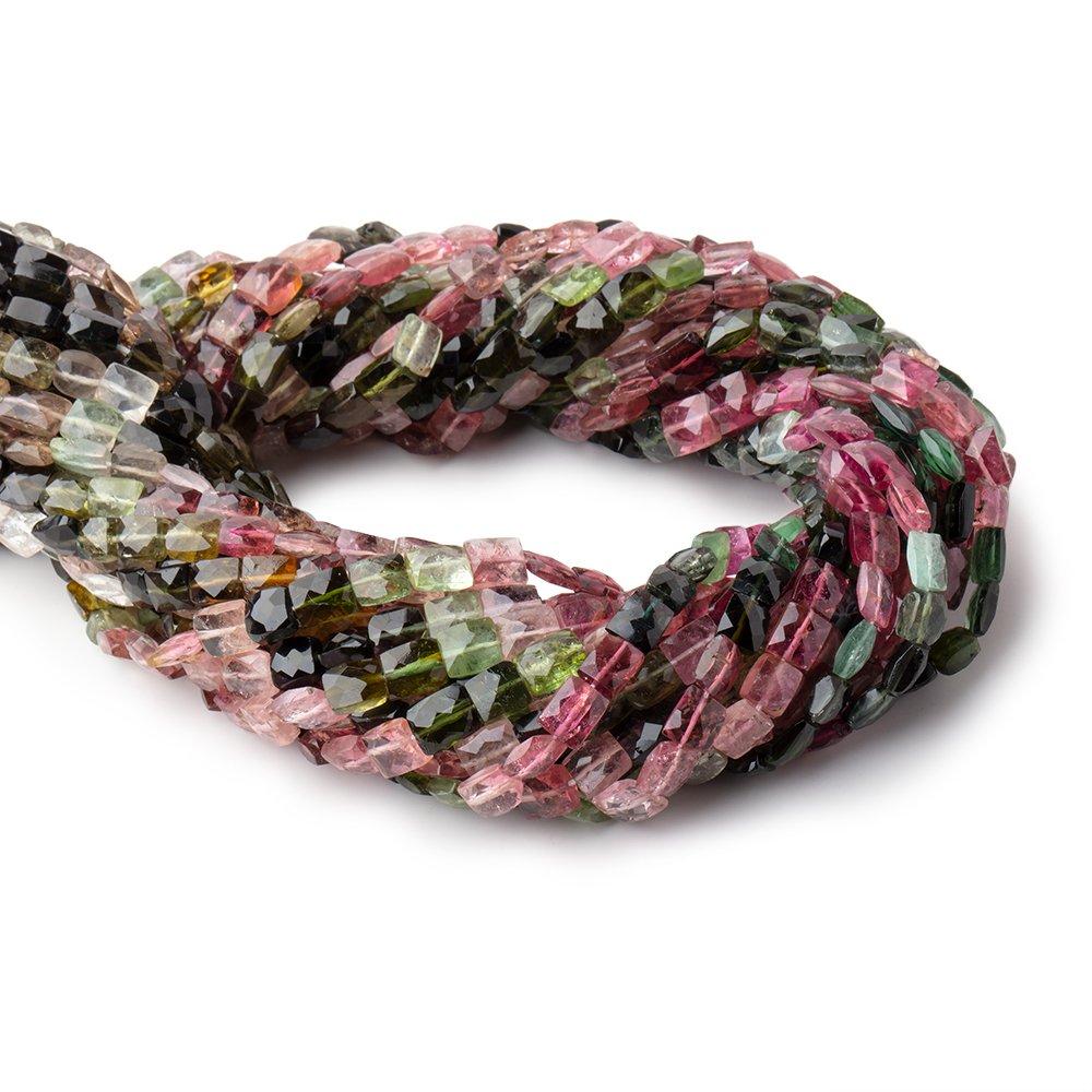 6x5-7x5mm Multi Color Tourmaline Faceted Rectangle Beads 14.5 inch 54 pieces AA - Beadsofcambay.com