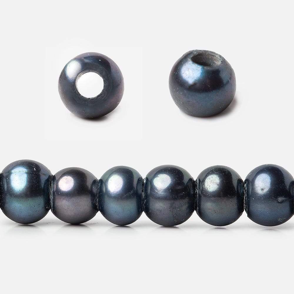 6x5-7x6mm Dark Peacock Off Round 2.5mm Large Hole Freshwater Pearl 75 pcs - Beadsofcambay.com