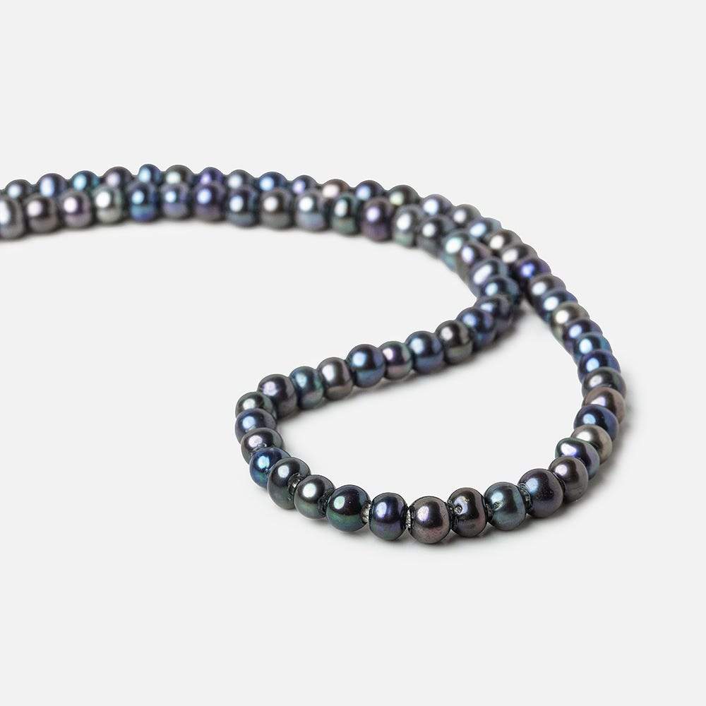 6x5-7x6mm Dark Peacock Off Round 2.5mm Large Hole Freshwater Pearl 75 pcs - Beadsofcambay.com