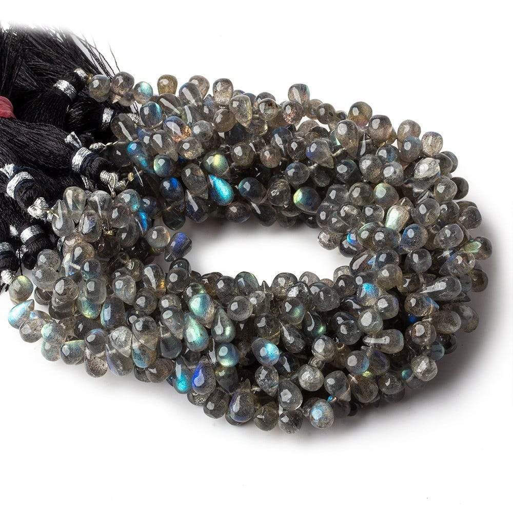 6x5-8x5mm Labradorite Plain Tear Drop Beads 8 inch 70 pieces - Beadsofcambay.com