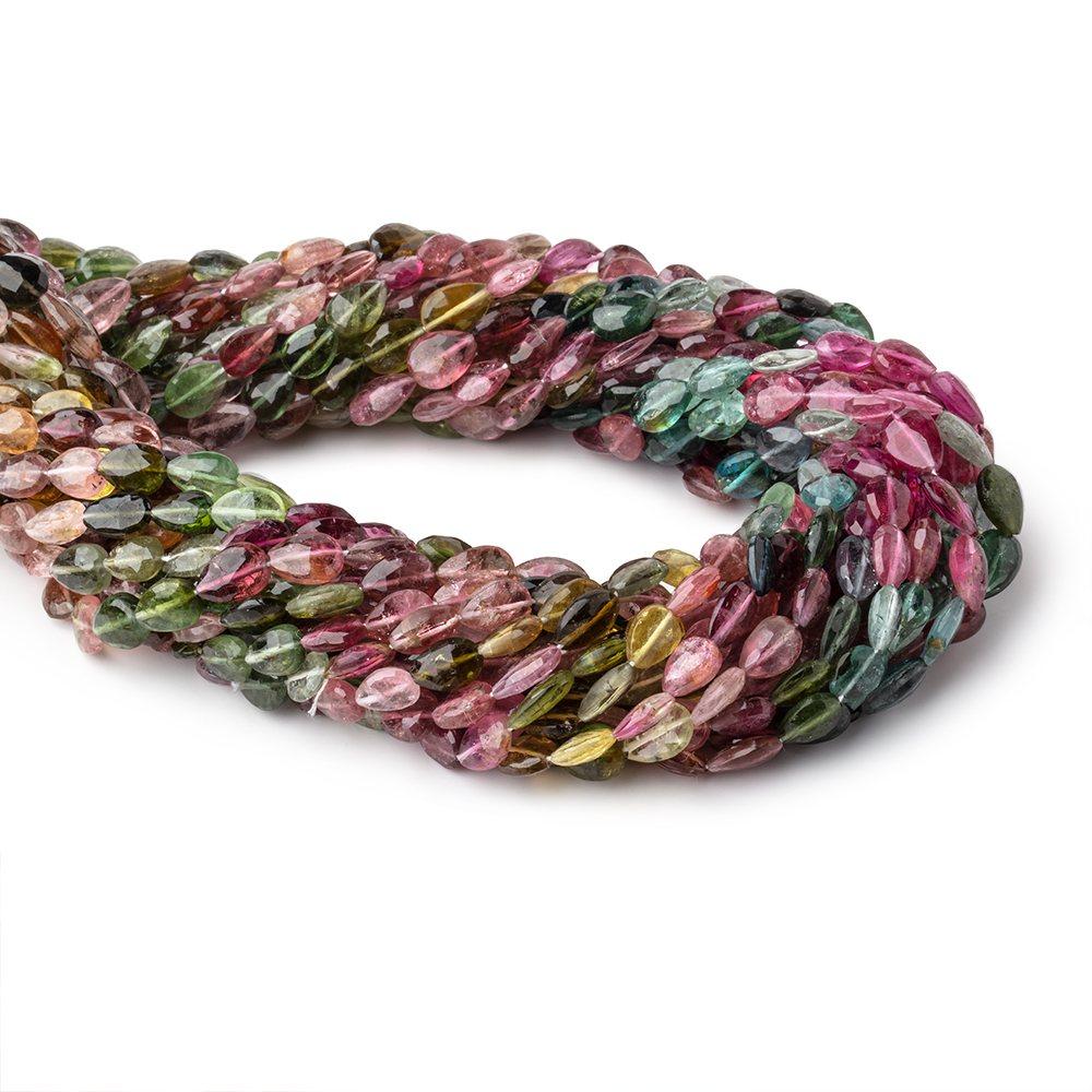 6x5-8x6mm Multi Color Tourmaline Faceted Pear Beads 15 inch 48 pieces AA - Beadsofcambay.com