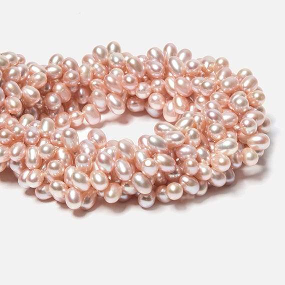 6x5-8x6mm Pink Top Drilled Oval Freshwater Pearls 16 inch 77 pieces - Beadsofcambay.com