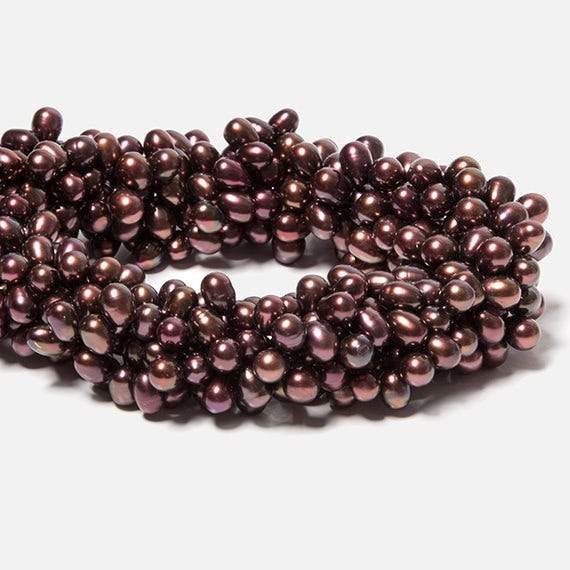 6x5-8x6mm Plum Top Drilled Oval Freshwater Pearls 15.5 inch 77 pieces - Beadsofcambay.com