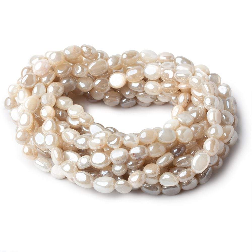 6x5-8x6mm Silver Mystic Creamy White Moonstone plain nuggets 16 inch 53 beads - Beadsofcambay.com