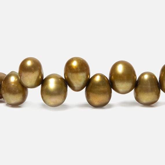 6x5-9x6mm Chartruese Top Drilled Oval Freshwater Pearls 15.5 inch 77 pieces - Beadsofcambay.com