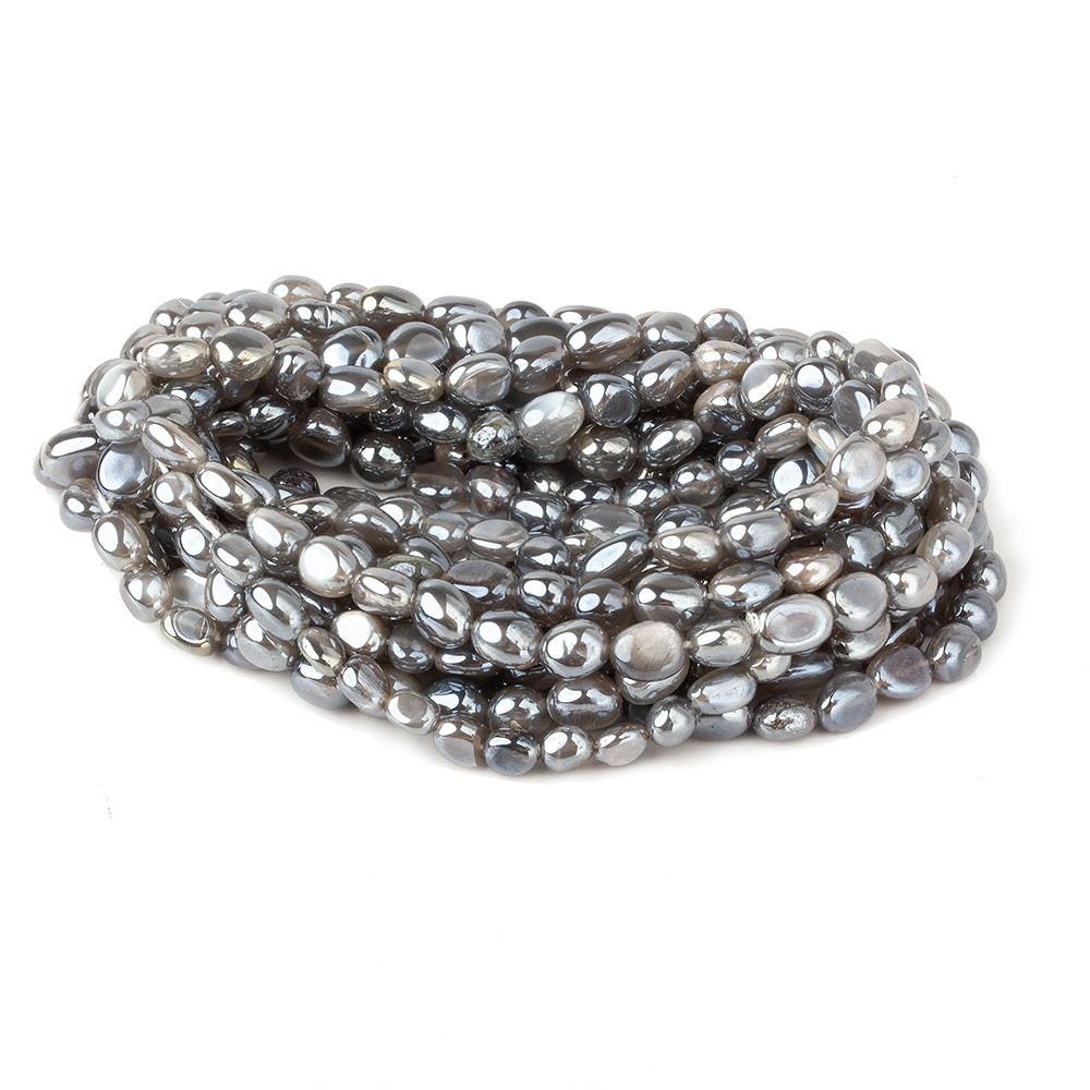 6x5-9x6mm Mystic Platinum Grey Moonstone plain nuggets 16 inch 55 beads - Beadsofcambay.com