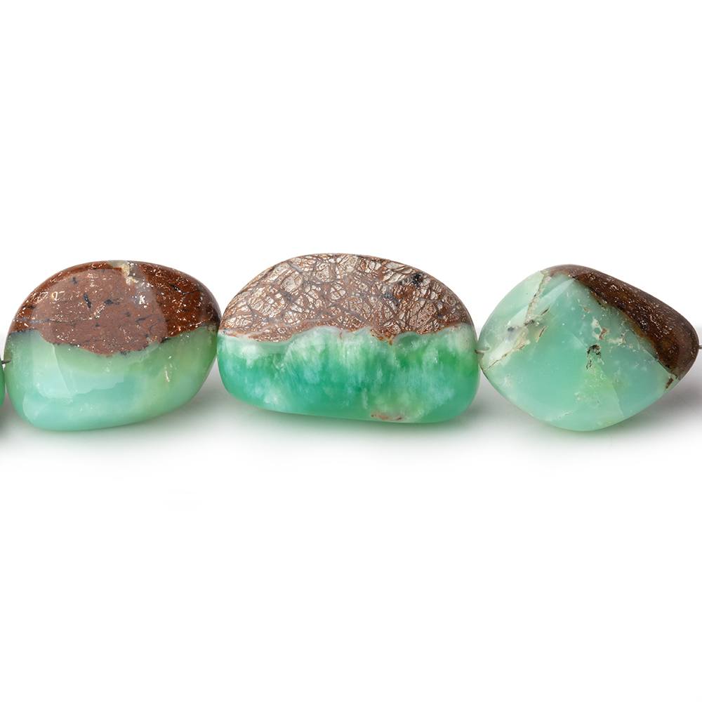 6x5.5-20x13mm Tanzanian Green Opal Plain Nuggets with Matrix 18 inch 30 Beads - Beadsofcambay.com