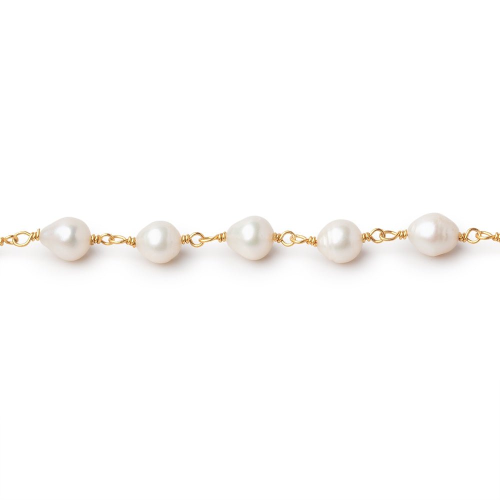 6x5.5-6.5x6mm Off White Petite Ultra Baroque Pearls on Vermeil Chain - Beadsofcambay.com