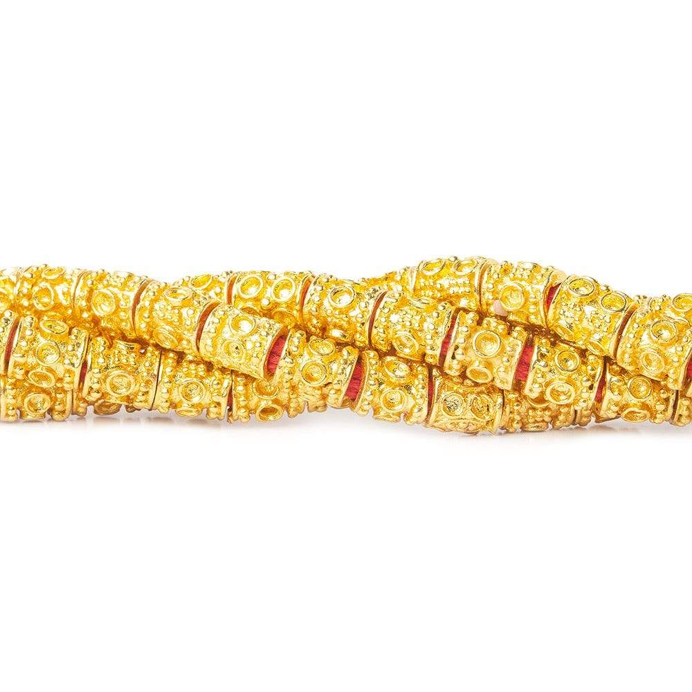 6x5mm 22kt Gold Plated Copper Bead Miligrain and Circle Tube Large Hole 8 inch 33 pieces - Beadsofcambay.com