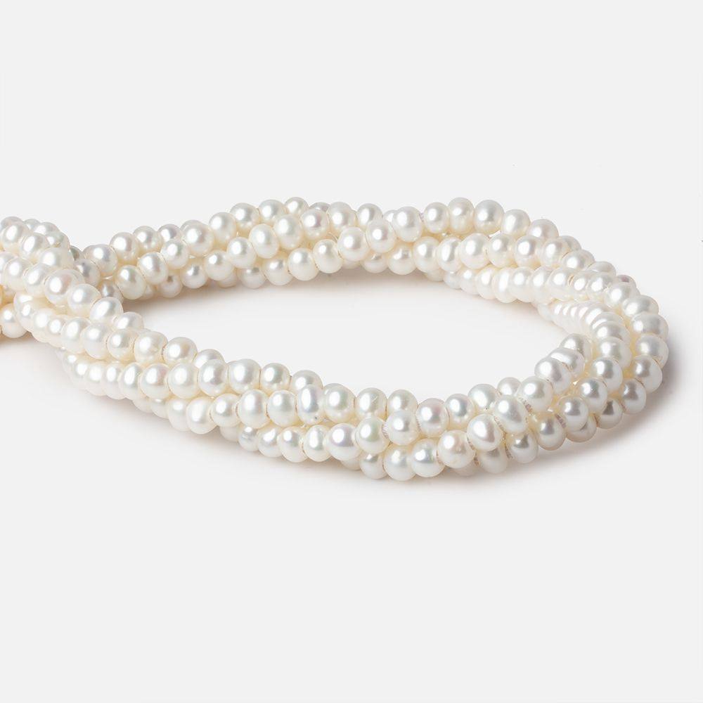 6x5mm Off White Off Round 2.5mm Large Hole Freshwater Pearl 85 pieces - Beadsofcambay.com