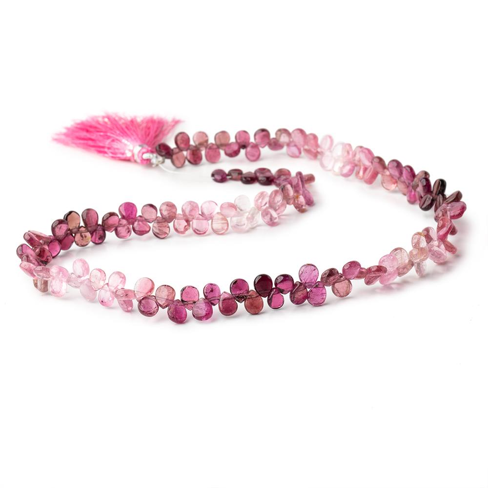 6x5mm Shaded Pink Tourmaline Plain Pear Beads 17 inch 146 pieces AA - Beadsofcambay.com