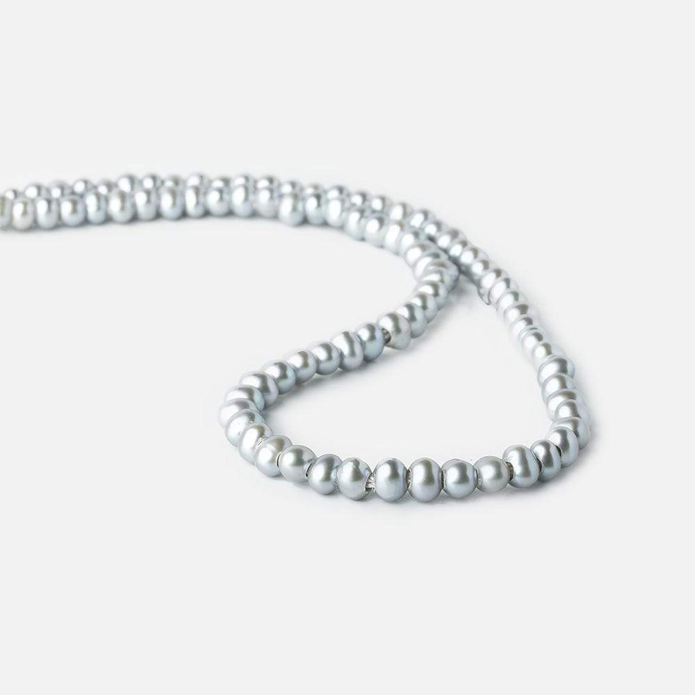 6x5mm Silver Off Round 2.5mm Large Hole Freshwater Pearl 85 pieces - Beadsofcambay.com