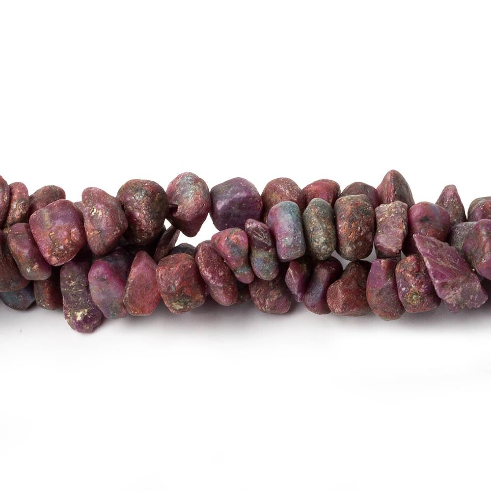 6x6-10x6mm Matte Ruby in Zoisite center drilled Natural Crystal nugget 7.5 inch 42 beads - Beadsofcambay.com