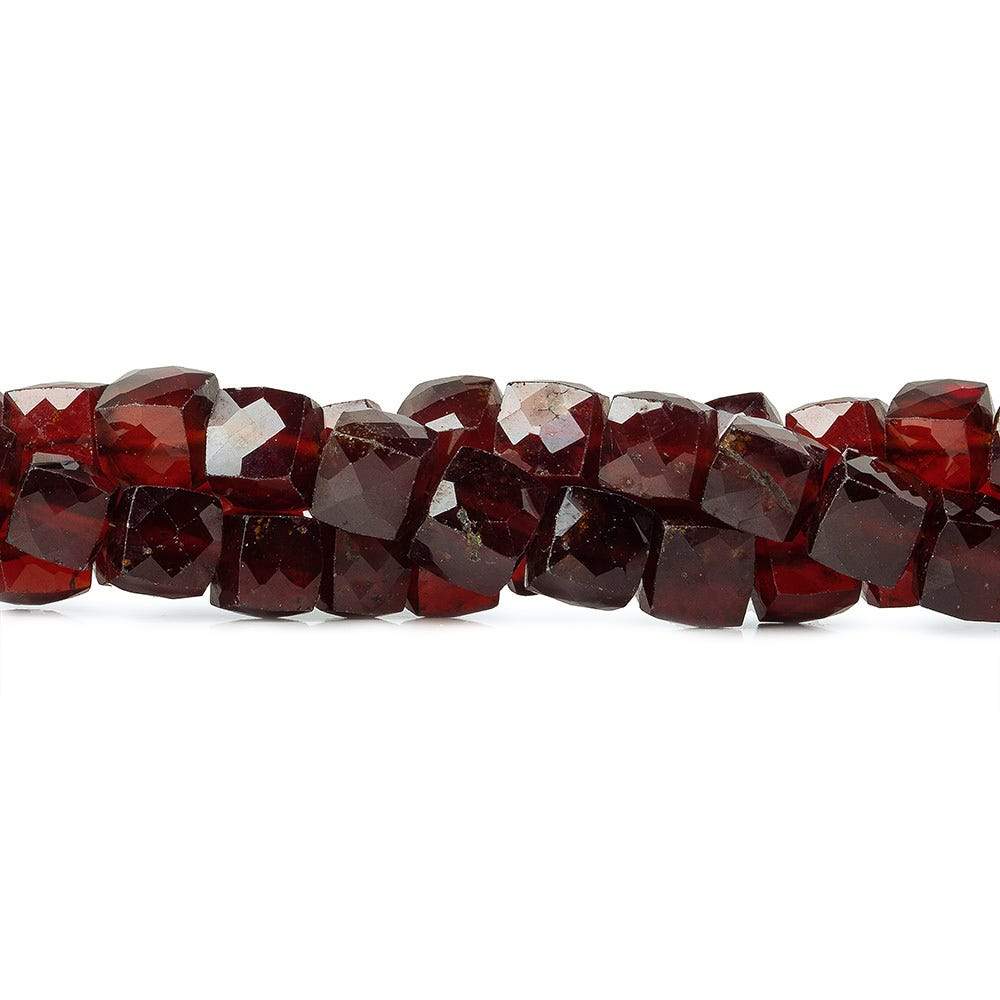 6x6-6.5x6.5mm Hessonite Garnet faceted cubes 8 inch 33 beads AAA - Beadsofcambay.com