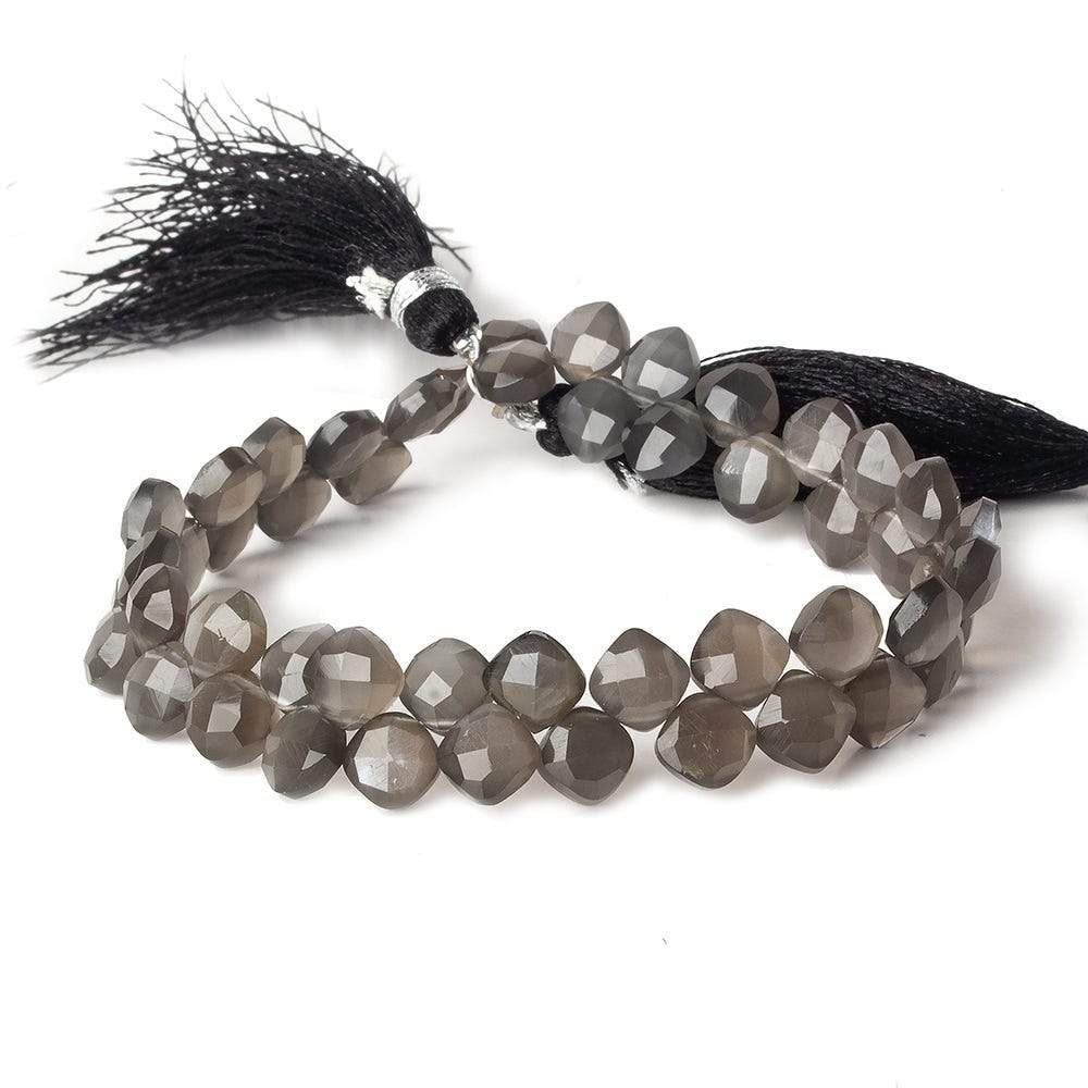 6x6-6.5x6.5mm Platinum Grey Moonstone faceted pillow beads 7.5 inch 50 pieces A - Beadsofcambay.com
