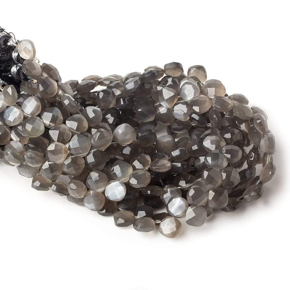 6x6-6.5x6.5mm Platinum Grey Moonstone faceted pillow beads 7.5 inch 50 pieces A - Beadsofcambay.com