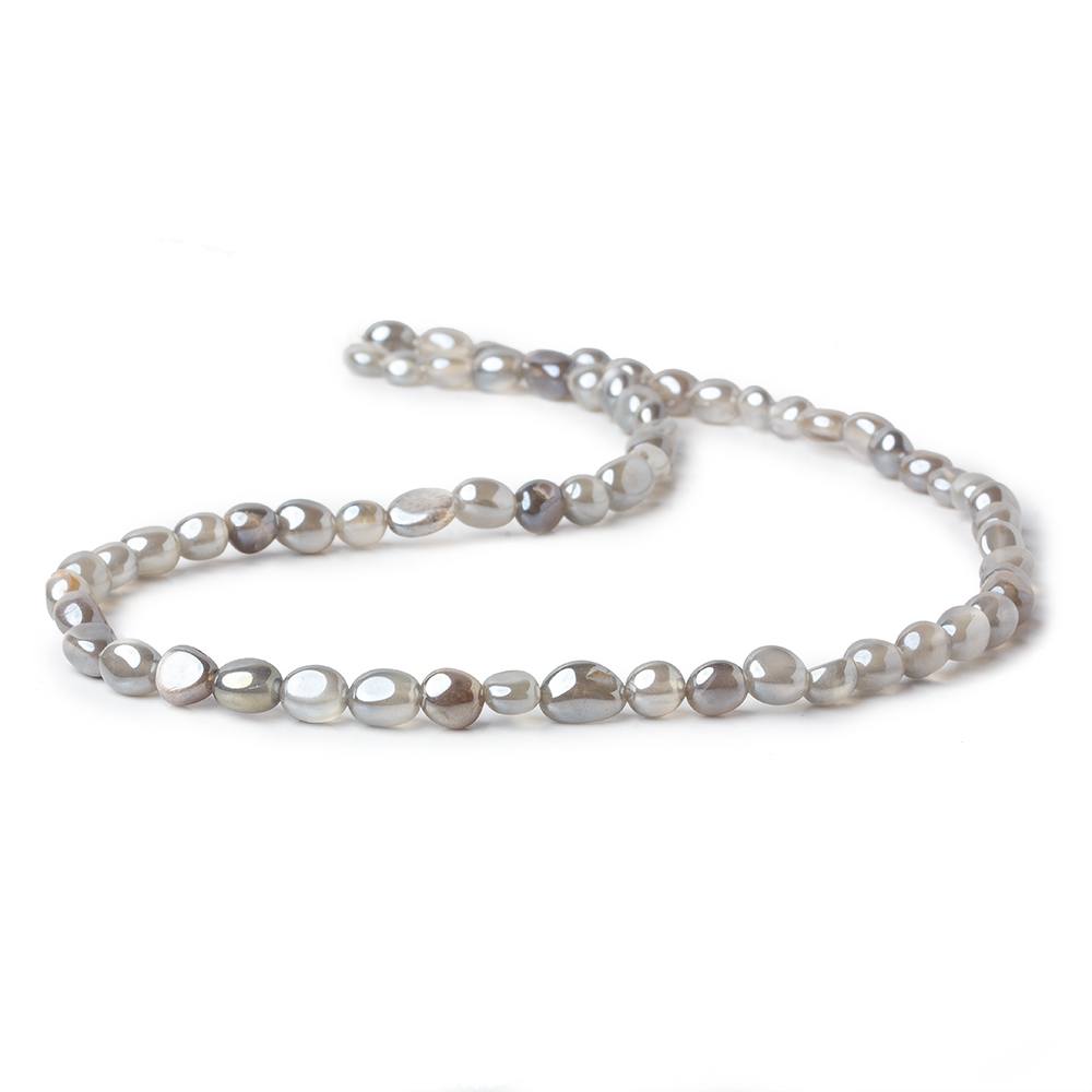 6x6-8x6mm Silver Mystic Platinum Grey Moonstone plain nuggets 16 inch 58 beads - Beadsofcambay.com