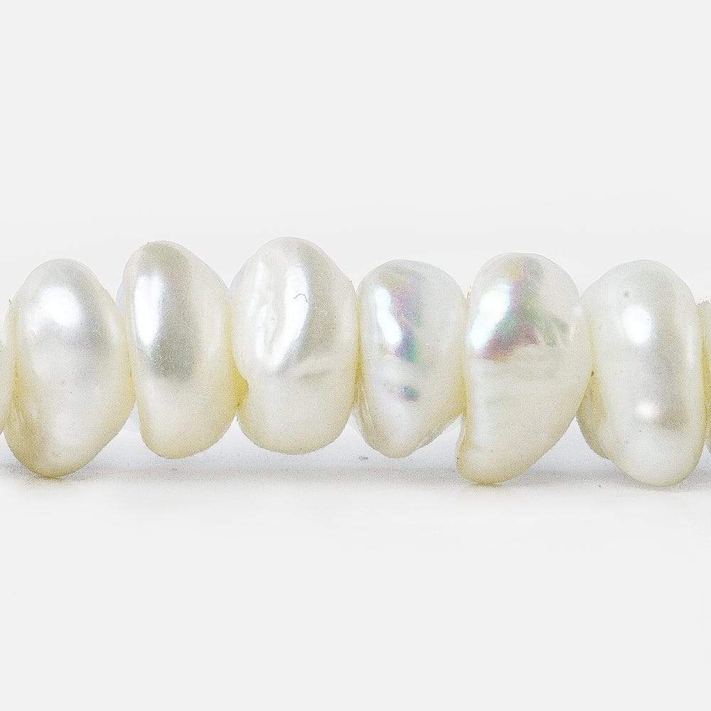 6x6-9x7mm White Center Drilled Keshi Freshwater Pearl 15.5 inch 85 pieces - Beadsofcambay.com