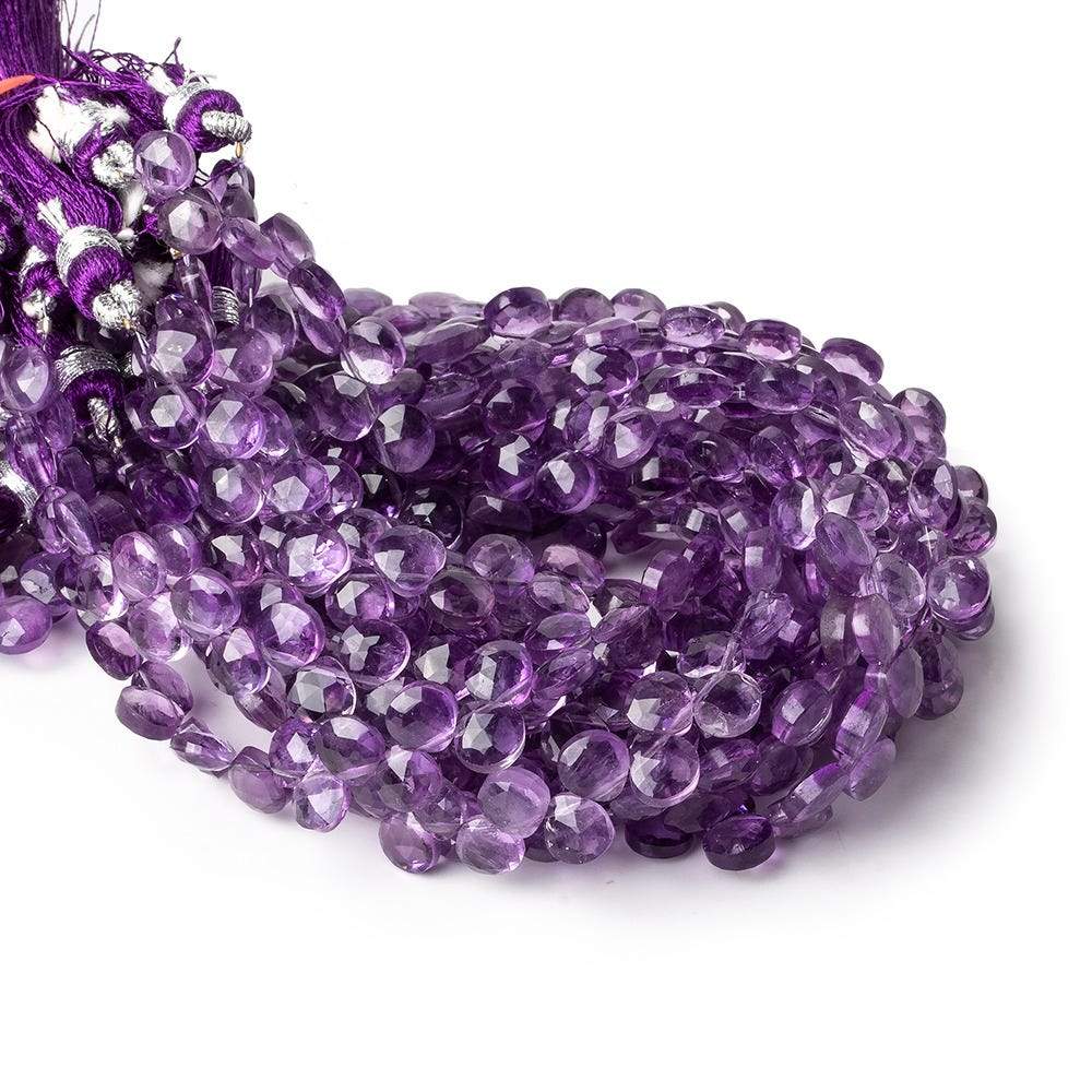 6x6 Amethyst faceted heart beads 8 inch 53 pieces - Beadsofcambay.com